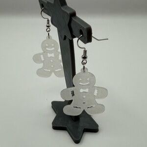 Silver Gingerbread Man Earrings